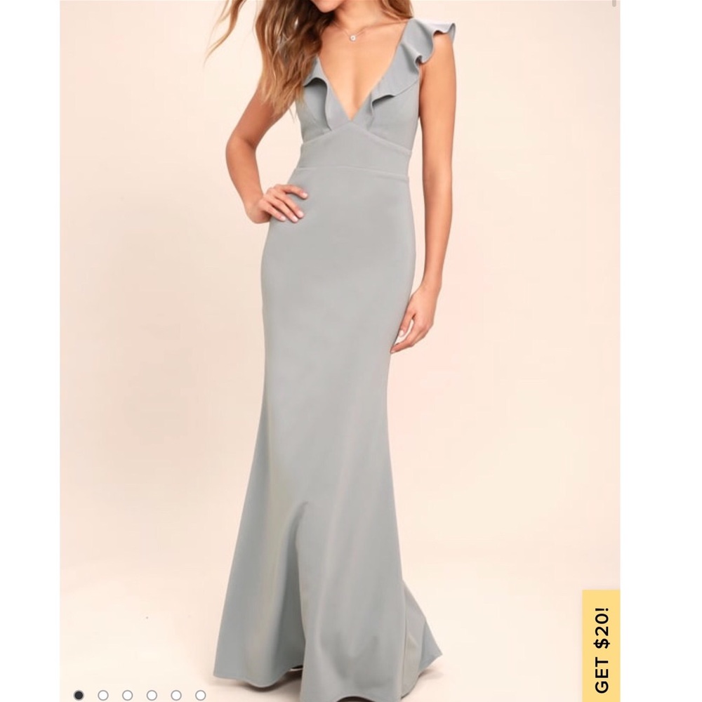 LuLus Perfect Opportunity Grey Maxi Dress Small